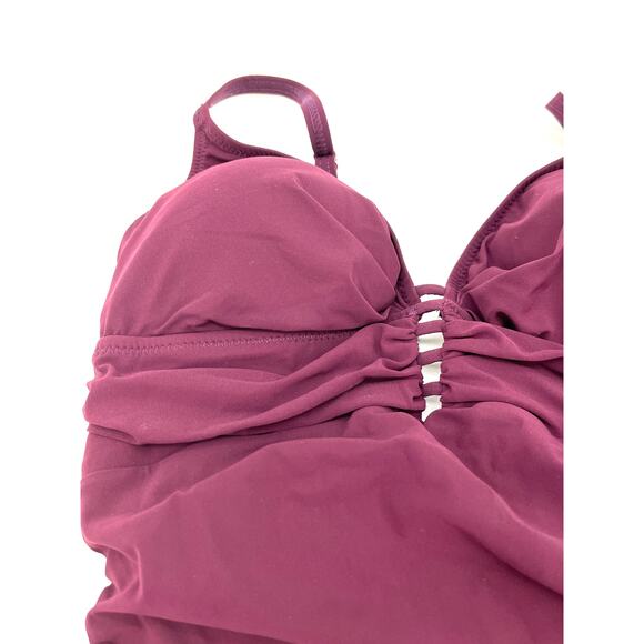 Gottex Tutti Frutti Cutout Tankini Top Merlot Grape Purple Size 6 Small NWT - Picture 3 of 4
